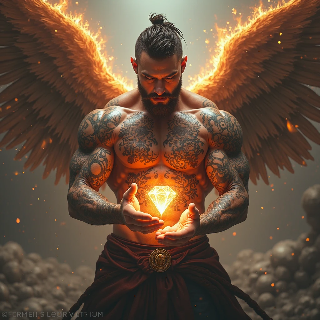 6-wings, time, rune words tatoo for man