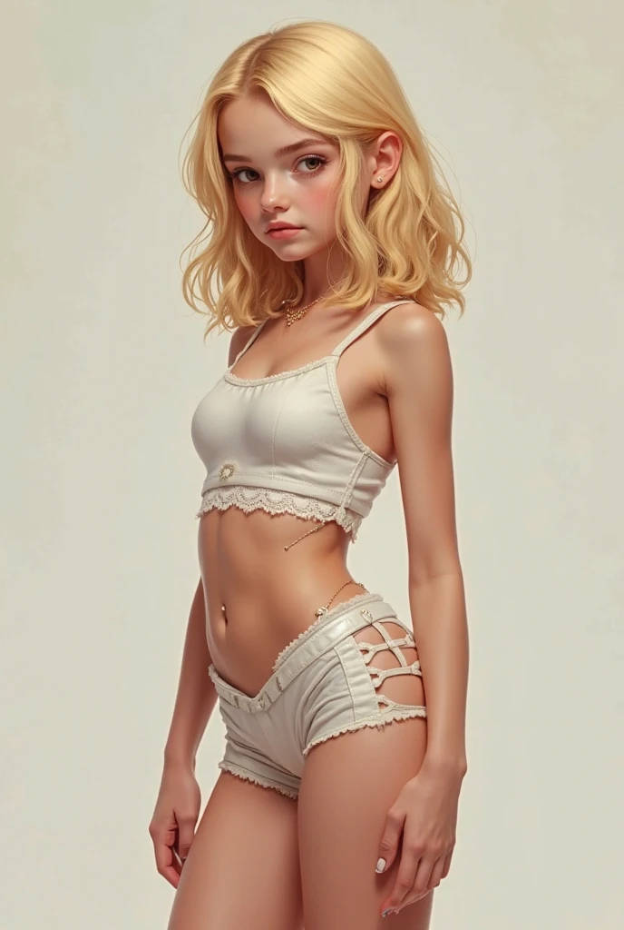 ((best quality)), ((masterpiece)), (detailed), NSFW, small breasts, prominent collarbones, skinny arms, flat stomach, visible hip bones, long hair, red hair, white hair, blonde hair, dark hair, ponytail, thick ponytail, blush、((from adove))