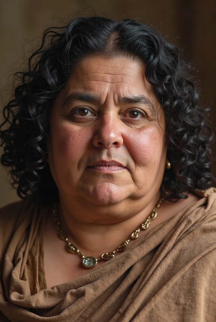 there is a woman with a red shirt and khaki capri pants, this person does not exist, 30 years old, skeptical expression, latina, tomboy, ugly, poor skin, frumpy, chubby, dull flat neck length black hair, short round body, genghis khan-gurinder chadha-mara wilson-sophie marceau merged, entire body visible, full body, hyperrealistic, best quality, 8K, real human skin, masterpiece, extremely intricate, medium closeup, detailed eyes, detailed face, detailed body, exaggerated features, pronounced features