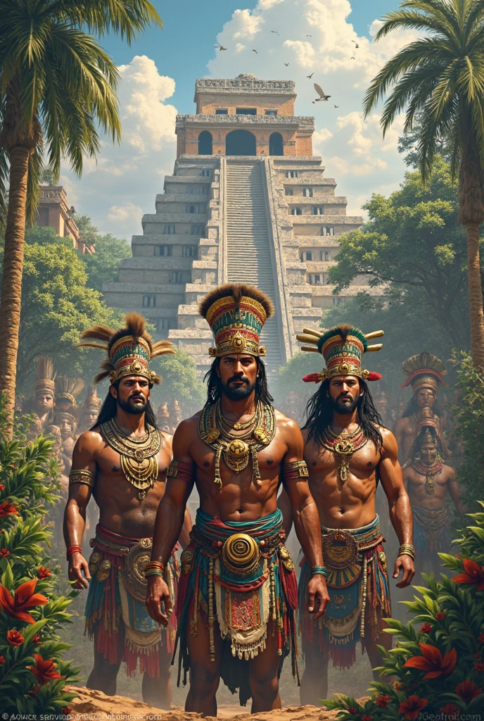 Create me an image where you mix the Incas Mayans and Aztecs