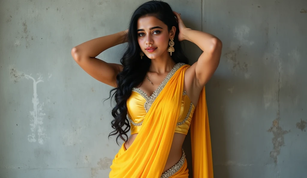 Tall Indian Girl with multiples arms, multi arms, 6 armd girl, multitask business woman, indian arms deity, thausand armed, 6 multiples arms , wearing black business suit, ponytail and frange
