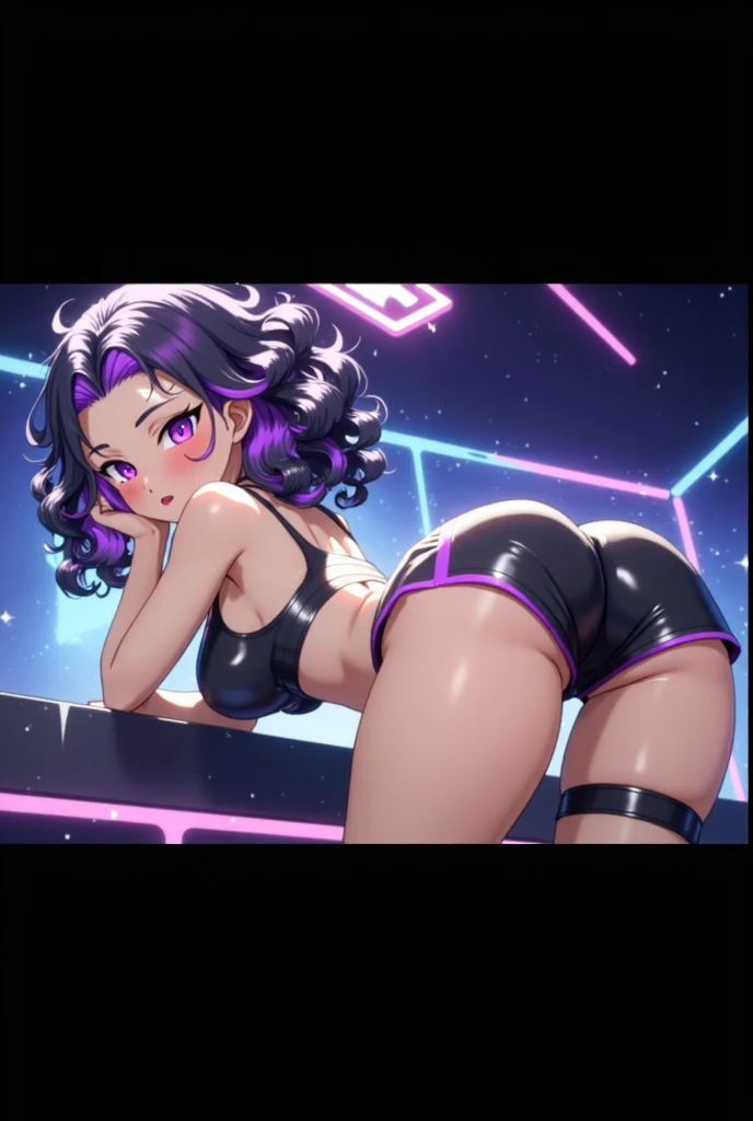 nsfw,(super fine illustration,8K CG wallpaper,best quality,extremely detailed,ultra high res,best aesthetic),(cowboy shot,from front),idolmaster, {{{haruna Kamijo}}}, (20yo, beautiful girl), (beautiful brown eyes),((beautiful black hair)), ((short hair)), (((pink rim glasses))), (wet hair), (wet skin), ((sweat)), (steam), (flat chests,midium breasts), (tall), (slender), (((bule cyber suit))),((open clothes)), ((pubes-hair:1.6)),((on stage)), ((((spread legs)))),((spread pussy:1.3)),(open mouths), (a big smile), (stick out tongue),(feel good), (one eye closed),(blush),(singing),((microphone)),(headset),(cum on body:1.1),ass,
