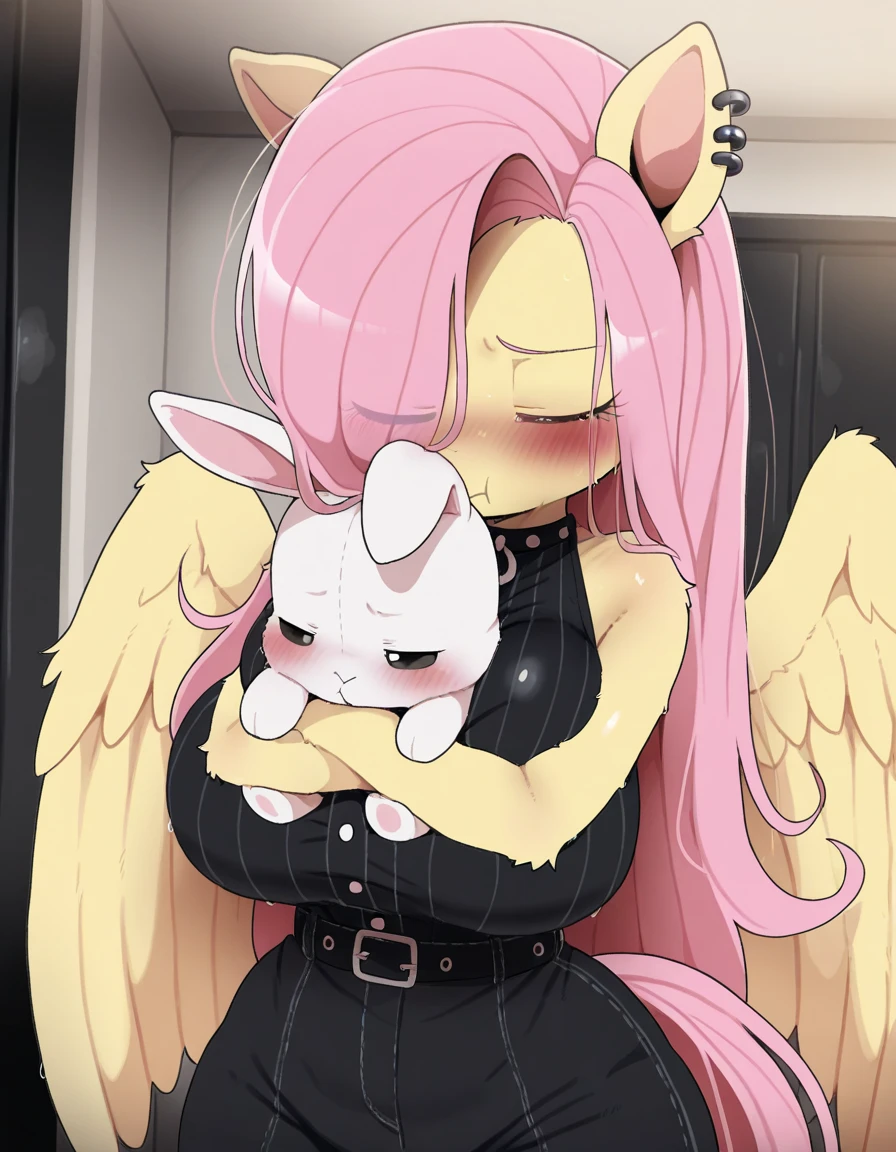 Lucoa, Queen's Stallion, latex skin, shiny skin, latex hair, shiny hair, futanari, horsecock futanari, eyes rolling back, Lucoa Horns, inflatable hair, plastic hair, seam lines, dollification