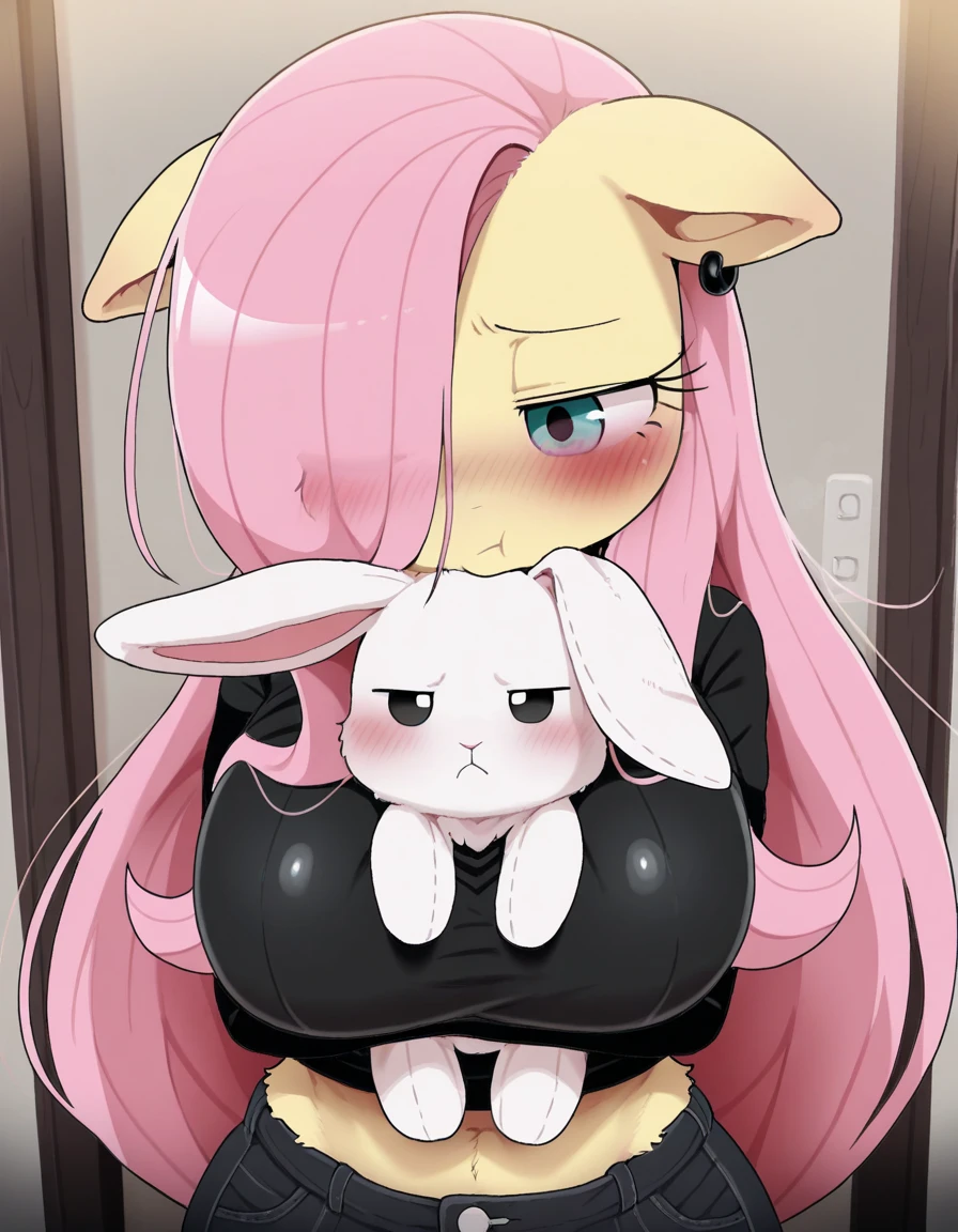 My little pony, anthro, fluttershy goth, big dog, big dog fucked with a girl while she is on all fours, blush