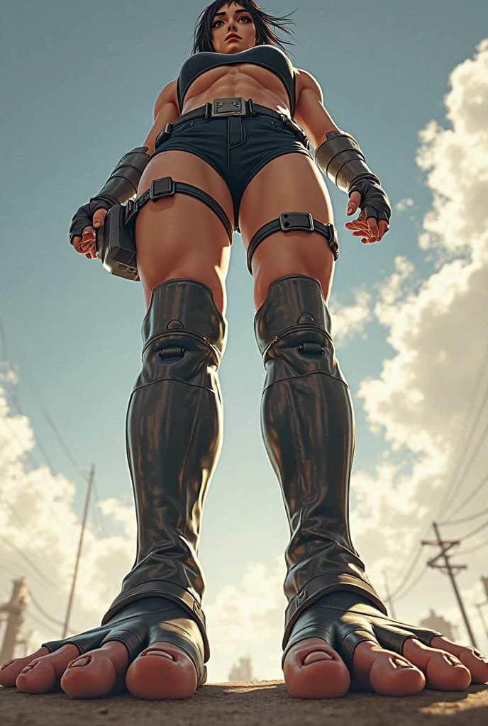 Ultra-realistic CG K ,((premium、8k、32k、Masterpiece、NFFSW:1.3)), (superfine illustration)、(super high resolution), (((adult body))), (((1 boy in))), ((( modern short hair))), 25 year old cyberpunk gladiator with perfect body, Shoulder pads with metal spikes., Gladiadores in Brooklyn, (( short hair bob )), Torn rugby team t-shirt, Almost naked in the wild urban style of Simon Bisley, short blonde hair, minimal clothing, Metallic protection on the left arm with complex graphics...., Dark red with white stars and blue and white stripes.,(( dynamic action pose:1.5)), armor, Full of spikes and rivets., poison tattoo (((Image from the knee up))), short white blonde hair, In the background、 There is a wall with an intricate design painted by Shepard Fairey....
