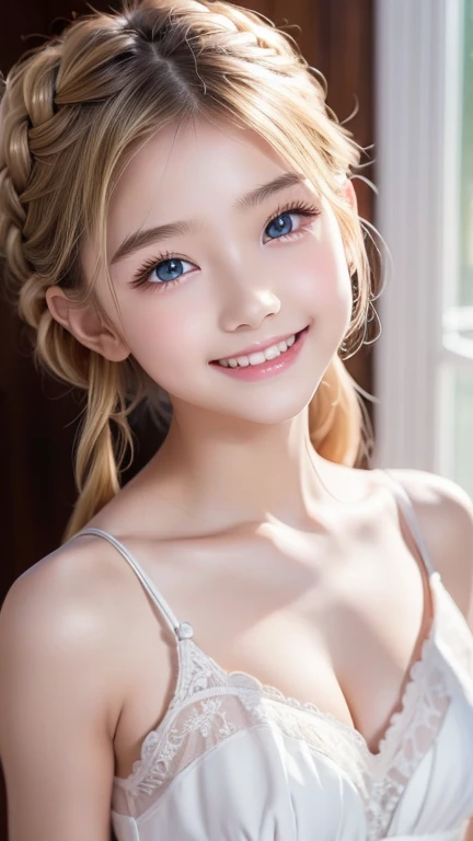 16K、masterpiece、High resolution、((18-year-old female))、Very large breasts、(((thin, A purple sports bra that fits snugly against the skin))、((紫のthinスポーツレギンス))、Captivating look、smile、((Please place your hands behind your head))、Angle from below、((focus on the crotch))、Camel Toe、ponytail、Blonde