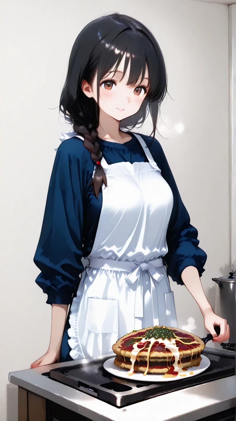 highest quality、masterpiece、((1 girl))、((smile))、(blush:1.3)、Black Shirt、blouse、((fun!!))、(Small breasts)、(single braid)、()、()、((White apron:1.5))、((Maid))、((hair ornaments)),、Kamimei、look at me、 ((in house:1.5))、 Taking a break from watching the audience、Cowboy Shot、(skirt lift:1.3),(Highly detailed white panties:1.3)、(highly detailed panties:1.3)、、(スカート that rolls up:1.3)、(Panties fully exposed:1.5)、