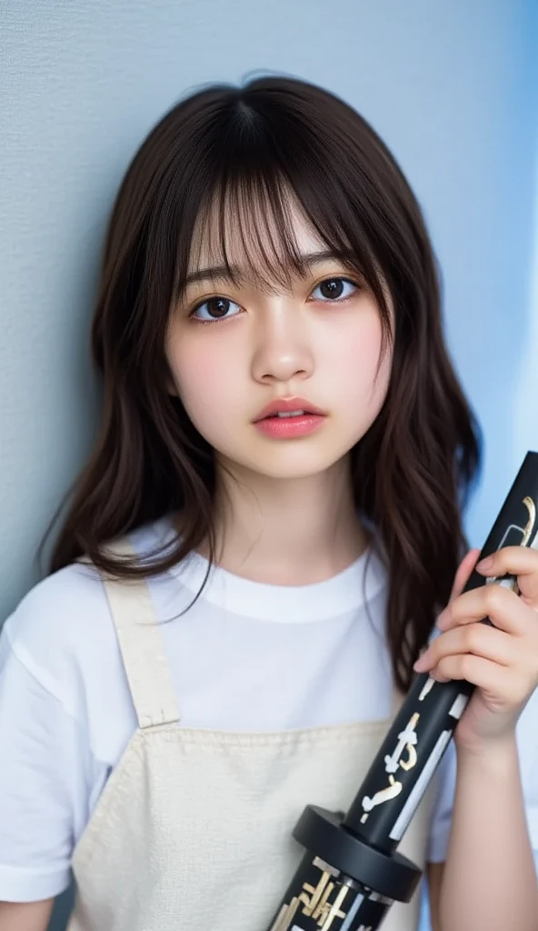 (((Extremely detailed、Ultra-high resolution、masterpiece、Highest quality)))、顔のUltra-high resolutionクローズアップ、long, straight black hair、So that every single hair is clearly visible、The subtle color changes of hair depending on how the light hits it、 The skin is white and smooth、Skin has a natural glow、Fine skin texture、Representing the fine details of pores、Details of the light redness on the forehead and cheeks、The eyes are almond-shaped and dark brown.、Eyes with fine iris details、The eyes depict color gradations and patterns.、Long, natural-looking eyelashes, each and every one visible、Well-groomed eyebrows、眉毛のindivual々The hair is clearly visible、Light reflecting off into the eye、The light in the eyes creates small highlights、The nose is delicate、Fine detail on the nostrils、Lips are plump and naturally pink、Depicts the fine lines and soft curves of the lips、lips are shiny and、The gloss on your lips accentuates their shape.、(((Detailed depiction of lip texture、Particular attention to the depiction of light and shadow、Soft natural light gently illuminates the face from the front、A faint glow on the forehead、A slight shine on the nose、A slight glow on the cheeks、Shadows are cast softly along the contours of the face、Accentuate the sides of your cheekbones、Accentuate the sides of the jawline、Emphasize the sides of the nose、The gloss on her lips reflects the light faintly、Lips emphasize the plump texture、The shadow of the hair gives depth and dimension、indivual々The hair shines in the light、The background is simple and blurred.、Focus on the face 