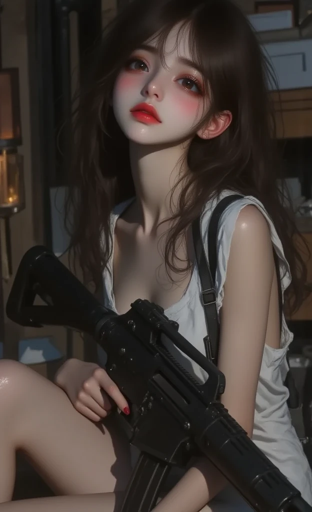 ((Best Quality)), ((Masterpiece)), (Details: 1.4 pieces), 3D, Beautiful Pure Beauty, (Black Crop Top: 1.9), (Head Difference: 1.6), (Kneeling, Guillotine: 1.6) (Splattered Blood) HDR (High Dynamic Range), Ray Tracing, NVIDIA RTX, Super Resolution, Unreal 5 Pieces, Subsurface Scattering, PBR Textures, Post Processing, Anisotropic Filtering, Depth of Field, Maximum Sharpness and Sharpness, Multi-layer Textures, Albedo and Highlight Maps, Surface shading, Mitsu-Accurate simulation of material interactions, perfect proportional ratio, octane rendering, two-color light, large aperture, low ISO, white balance, rule of thirds, 8K RAW,