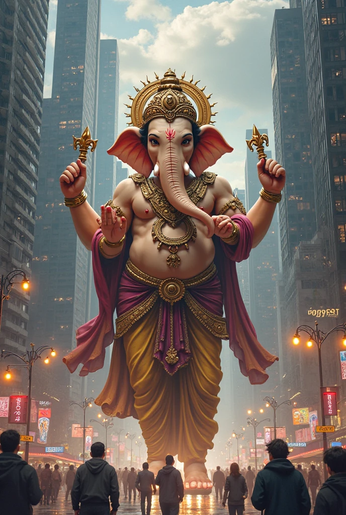 lord Ganesh walking in night in city add IRAKALGADA ka raja text