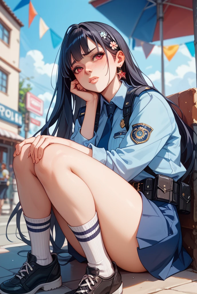 nurse, ((Nurse's costume:1.5)), Anatomically correct body, very detailed face and eyes, ((Kyoto Animation Style)), super precision, masterpiece, very extremely beautiful, Princess Face, Boyish girl, ((Dark hair)), shorth hair, Straight hair, Dark hair, Short ponytail, Black eyes, ((Smaller chest:1.5)), BREAK, ((Plain orange tie:1.5)), cowboy shot, dynamicposes, With smiling eyes, Slightly open mouth, ((police box:1.5)), ((Inside the police box)), frombelow, Latex, sitting on, kawaii faces,