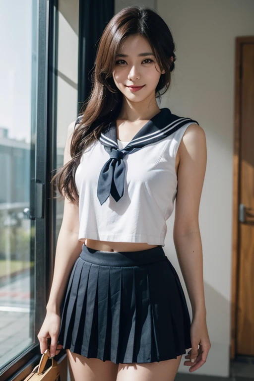 (highest quality、4k、8K、High resolution、masterpiece: 1.2)、Super detailed、(genuine、photogenuineistic、photogenuineistic: 1.37)、beautiful japanese girl、alone、(((15 years old)))、((white panties))、((床にしゃがみ込み足を大きく広げてwhite pantiesを露出させます:1.5))、(From the bottom front:1.4)、(short sleeve sailor suit) 、(With your right hand, grab the hem of your skirt and lift it up to reveal your panties.)、(Body fluids drip from the crack in her crotch)、(Shame and excitement)、twin tails、inside the classroom、tanakahitomi