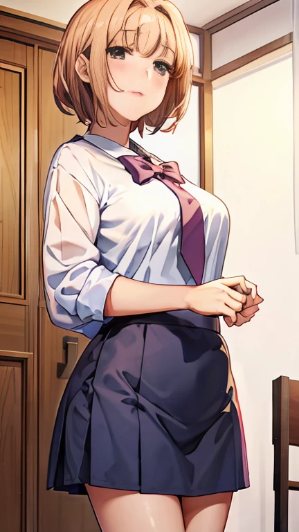 score_9, score_8_up, score_7_up, score_6_up, BREAK, 1boy, 50yo, tall, average body, business suit, (sitting, out of frame:1.4), BREAK 1girl, 30yo, female, short, slender slutty girl, brunette, wavy hair, cute and mature, wearing (tight grey skirt:1.1), (??????????? sleeveless blouse:1.2), (black high heels:1.0), (medium breasts, shoulder length hair:1.5), BREAK, luxury office, large CEO table, (kneeling, under table:1.2), perfect proportions, POV.