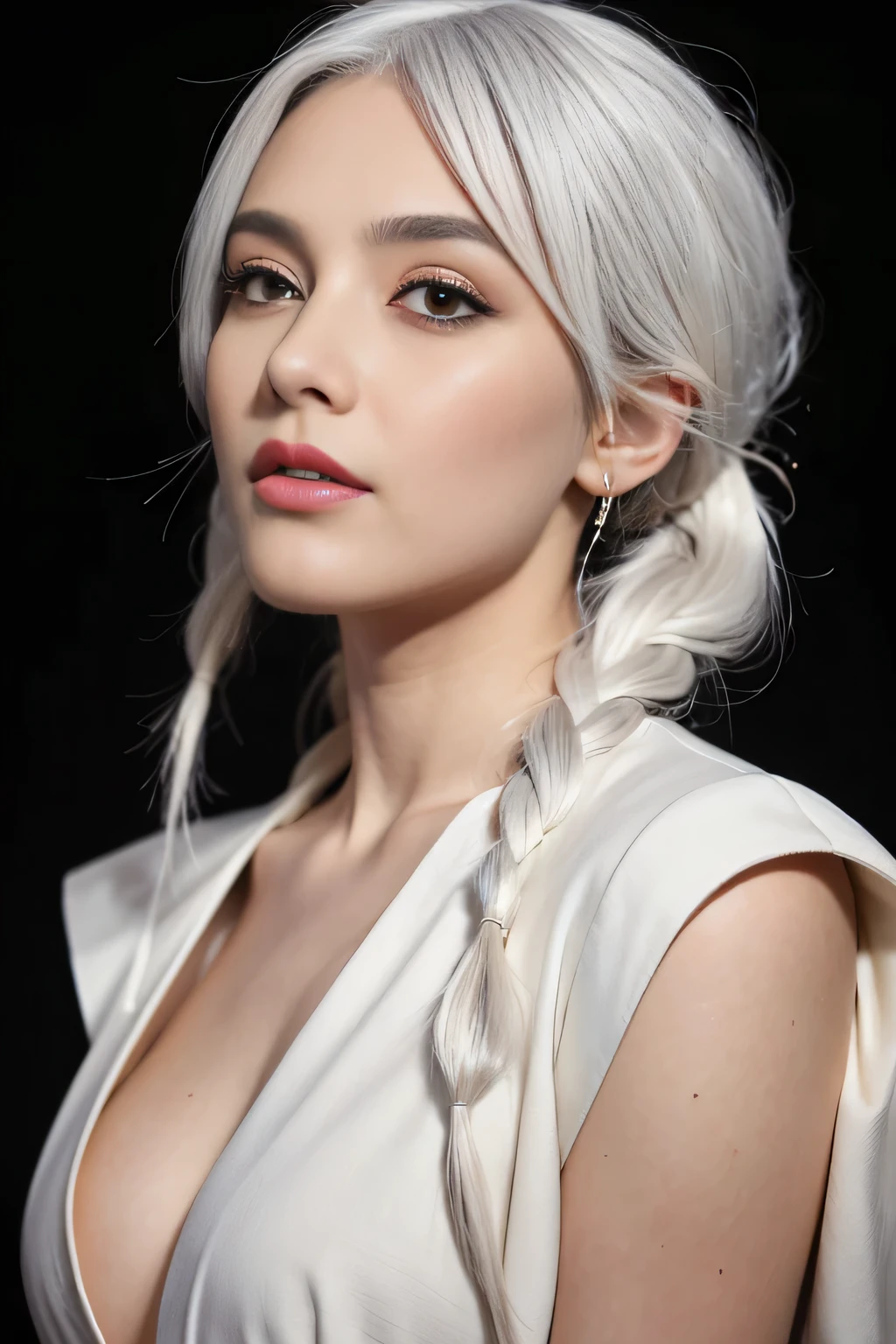 cartoon of a woman in a white shirt and a watch, digital art of an elegant, in bowater art style, highly detailed exquisite fanart, silver hair (Horse tail), white hair lady, inspired by senior character artist, detailed fanart, close up character art, official art, inspired by Li Chevalier, anya from the spy family x, digital anime illustration, Betty Cooper