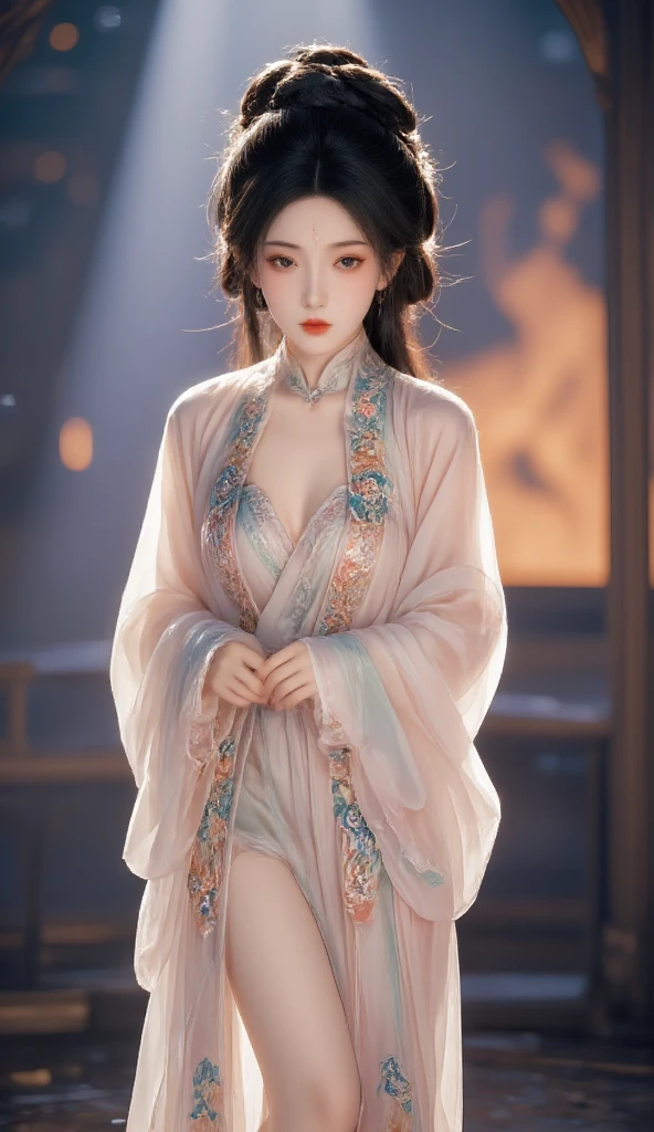 ((maximum quality, hyper-realistic, 8k, high definition, intricate details)), a nude beautiful young geisha, with flowing black hair, full lips, full breasts, silky skin, beautiful eyes, wearing a white top, wearing a beautiful golden stylized crown, Japanese Goddess, glamorous and sexy geisha, Hyperrealistic Asian woman, photorealistic Empress goddess, sensual goddess of intricate details, soft_light, (thighs, pubic_hair)