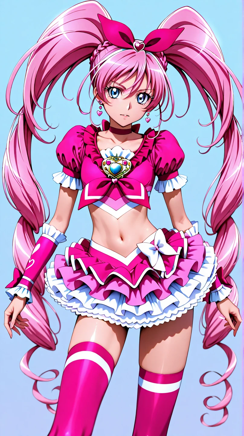 Generates an image of a generic version of Sailor Moon in a very cute short skirt, provocative.retro cartoon year 1980



