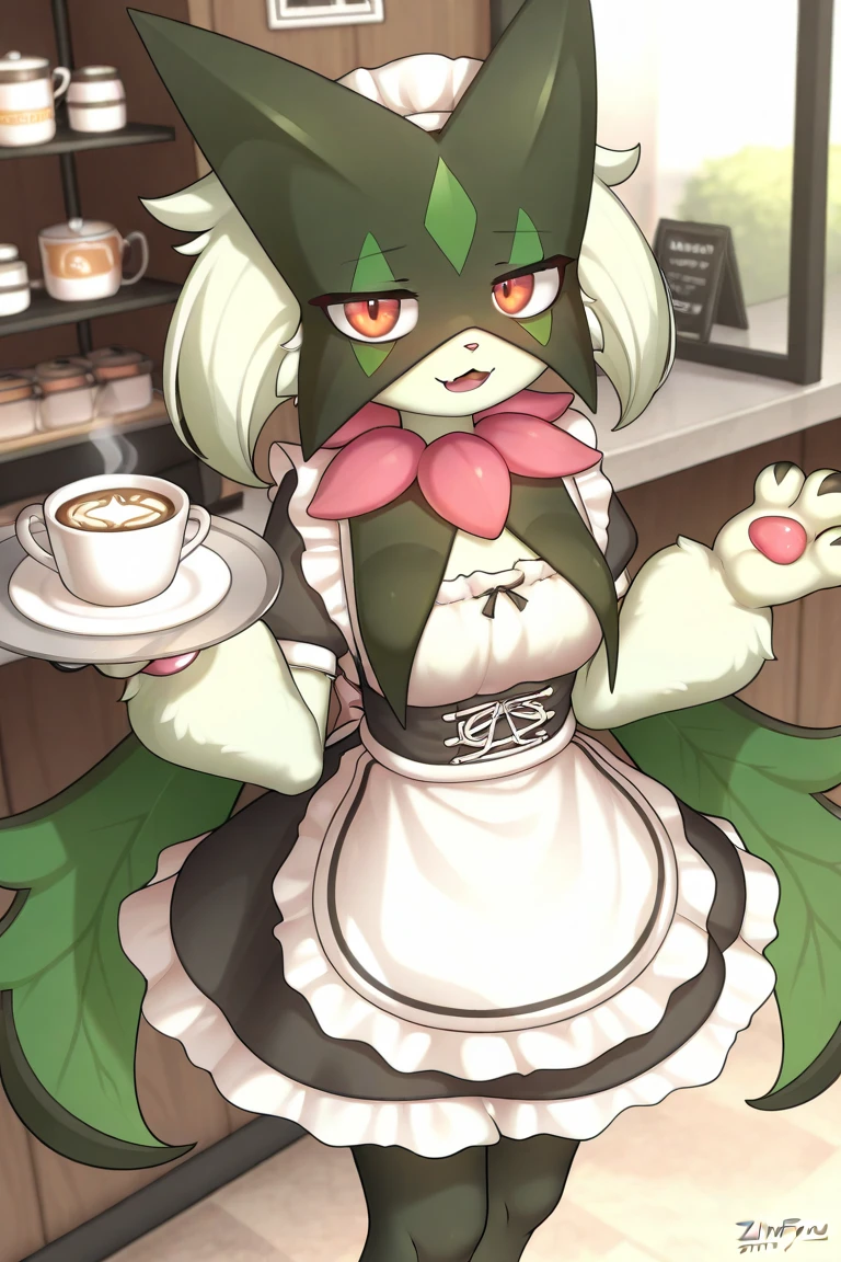 ogerpon, hair accessories, hair covering one eye, hair ribbon, short hair, x hair accessories, rest apron, 绿色 ribbon, 绿色 skirt, green sleeves, split collar, Detached sleeves, flower, frilly apron, frilled skirt, decorate, 头flower环, long sleeves, maid, miniskirt, neck ribbon, purple ribbon, ribbon, ribbon trim, ribbon-trimmed sleeves, roswaal mansion maid uniform, short hair, skirt, Raise your legs high, waist apron, white apron, white Raise your legs high, white stocking,
rest outdoors, City,
rest looking at viewer,
rest (masterpiece:1.2), best quality, high resolution, unified 8k wallpaper, (illustration:0.8), (Beautiful and delicate eyes:1.6), extremely detailed face, perfect lighting, extremely detailed CG, (perfect hands, perfect anatomy),