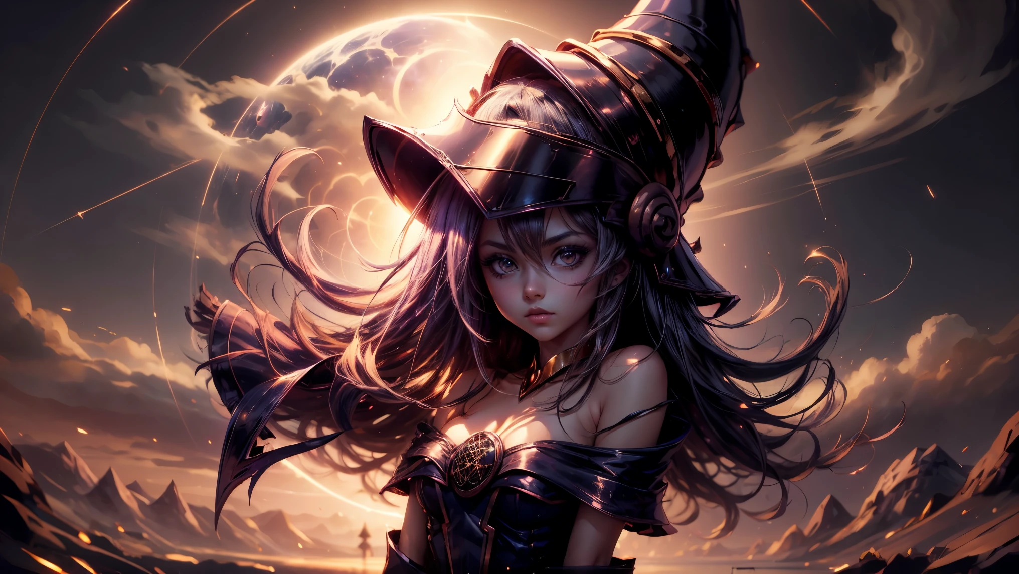 Anime 3D , Vista de corpo inteiro para pernas, RT by Cameron Gray Epic Poster, Girl-monster creature dress black lindo decote on a pile of bones and skulls watercolor painting, Estilo Jean-Baptiste Monge, brilhante, bonito na primavera, chapinhar, grandes olhos perfeitos, Rim lighting, luzes, Magic, fantasia, Arte Digital, WLOP, Artgerm e James Jean, misterioso, nsfw, subtle nudity