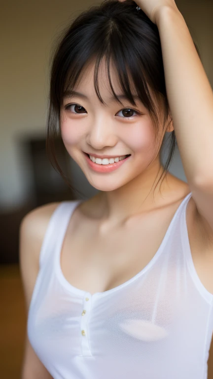 adorable, young japanese girl , , a bit, (get down on all fours:1.3) ,cleavage, chest, camisole , curly medium hair, Scrunchie, twin tails, (Suggestive:1.2), (smile:1.2),looking at the viewer, close_Excellent face, portrait, (catch light, fine eyes), RAW photo、((glowing skin)), (make_Excellent:1),(baby face:1.3), Glossy skin、((masterpiece、最high quality、Super detailed、film light、intricate details、High resolution、8k、very detailed)), 8k UHD、Digital single-lens reflex camera、soft light、high quality、film grain、Fujifilm XT3