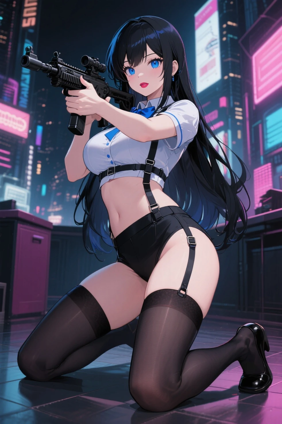 18yo Girl，Pale T-shirt，pantiess，Long dispersion，big cleavage breasts，Lie down in bed，spread their legs，full bodyesbian，hyper-detailing，tmasterpiece，perfect bodies，blue color eyes，mechanical sense，dual horsetail，Animate --auto