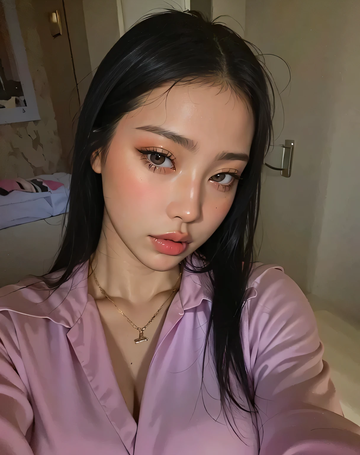 Mermaid eyes, sensuous, latina, Bblack hair, Asian