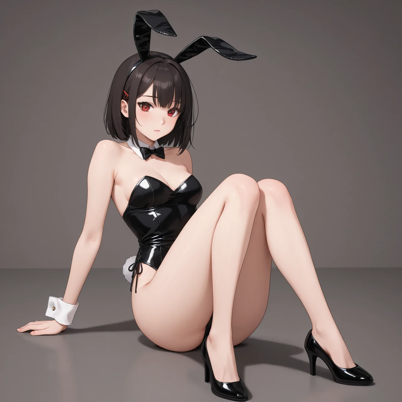 masterpiece, highest quality,beautiful eyes, beautiful hair, beautiful face, beautiful skin, alone, 1 girl, High leg, erect nipples, high heels, anime girl, whole body, winding, beautiful breasts, barefoot, playboy bunny,shiny skin, cleavage, blonde