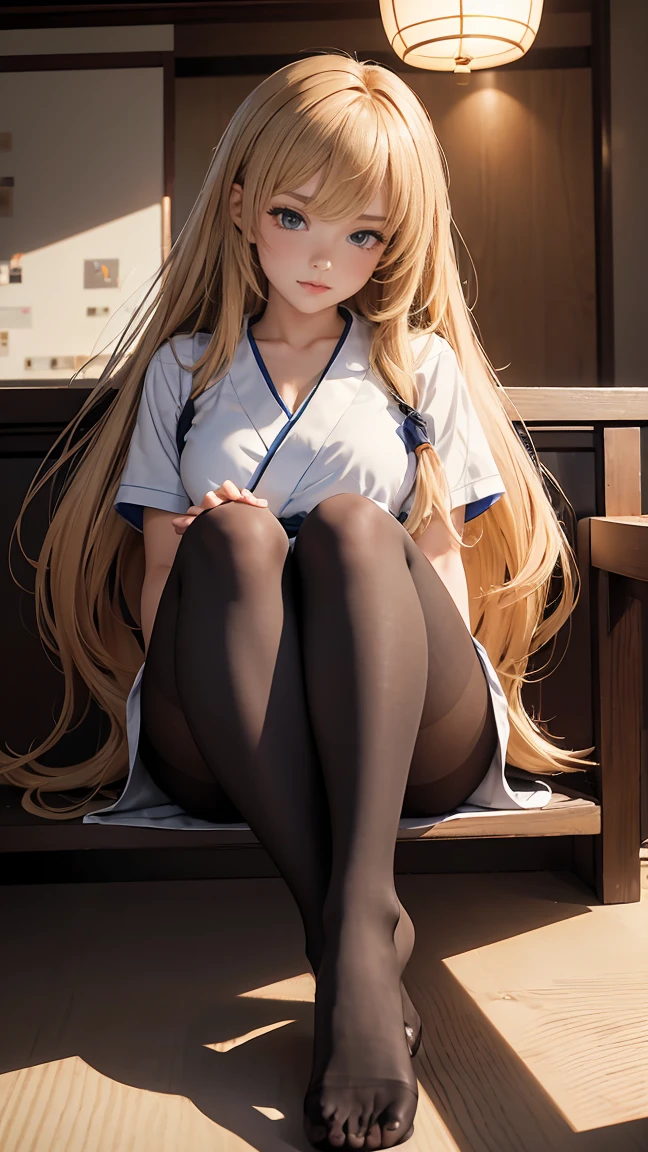 high quality纹理,high quality阴影,((high brightness)),Exquisite and detailed,Showing meticulous,Extremely detailed CG,Detailed texture,reality再现Face部,practical,Colorful,Beautiful,Clear focus,(Intricate details、cosmetic、Face_V1:0.5),(精致美丽的Face、Delicate and beautiful eyes、完美比例的Face、Highly refined skin、Delicate skin、(Big breasts)、((Smooth texture、practical质感、reality)),(Delicate and beautiful eyes,Beautiful eyelashes),(((blue eyes))),(Blonde semi-long hair),(blond:1.2),1 female,(((Sporty White Yoga T-Shirt:1.4))),(漂亮Face蛋、可爱Face蛋、精致Face蛋、Face红)、Perfect eyes eyes、((full-body shot:1.2))、((((sit在床上,M-shaped legs))))、((Smile))、((white pantyhose:1.6)),High Detail,Ray Tracing,HD,Best quality,high quality, White stockings, sit, On the table, Foot Focus, 顽皮的Face, Licking lips, looking at the audience, from below,