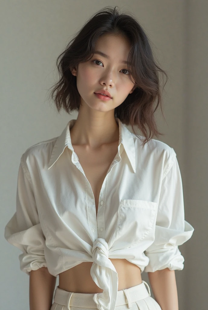 Create a boy in a blouse, lowered with his hands on his head, anxious with a dark background