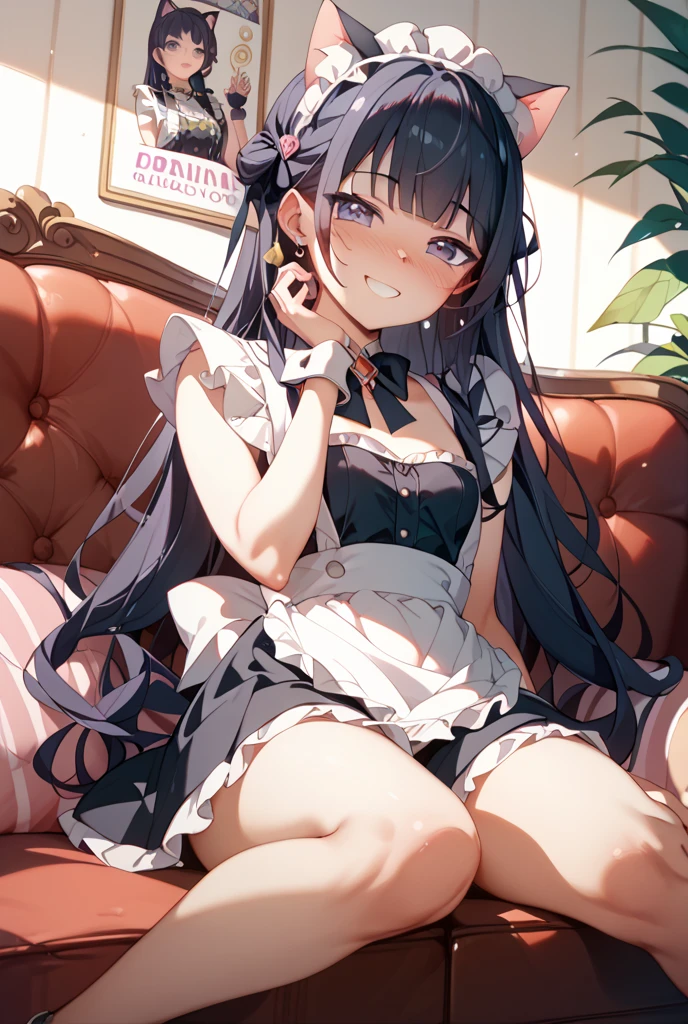 masterpiece, best quality, super fine illustration, an extremely cool and beautiful girl, highly detailed beautiful face and eyes,16 years old, , a girl, (soft saturation), (anime), manga style, light particles,
BREAK,
lewd,embarrassed, blush,
large breasts, five fingers,
BREAK,
thighs,
(skirt lift by self:1.4), leaning forward
BREAK,
maid, maid headdress, maid apron, frilled skirt, off shoulder, strapless, detached sleeves, frilled sleeves, (black sleeves:1.3), cleavage, frilled choker, bare shoulders, collarbone, living,,, parted lips, black(thighhighs),, blonde long hair,braided bangs, aqua eyes,
BREAK,, solid panties, (panties shot:1.2),(thong panties:1.4),(white) panties, focus panties,
BREAK,