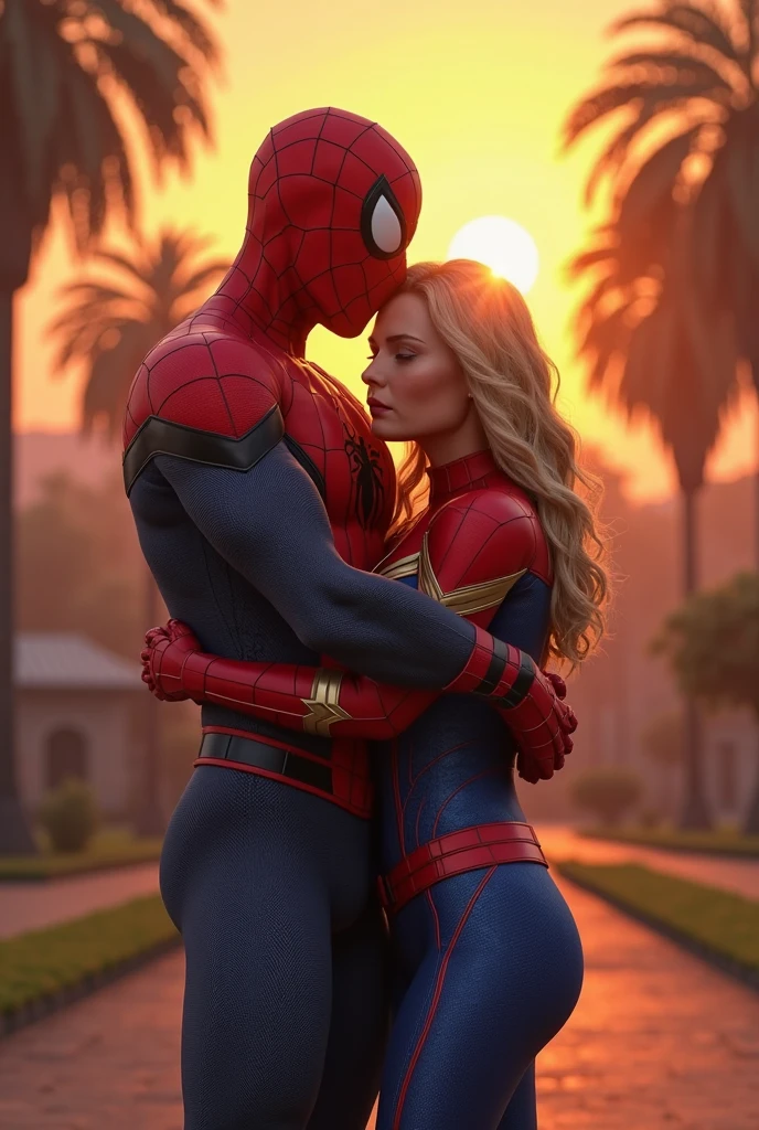 Mrs america tying the friendship band on spiderman's hand