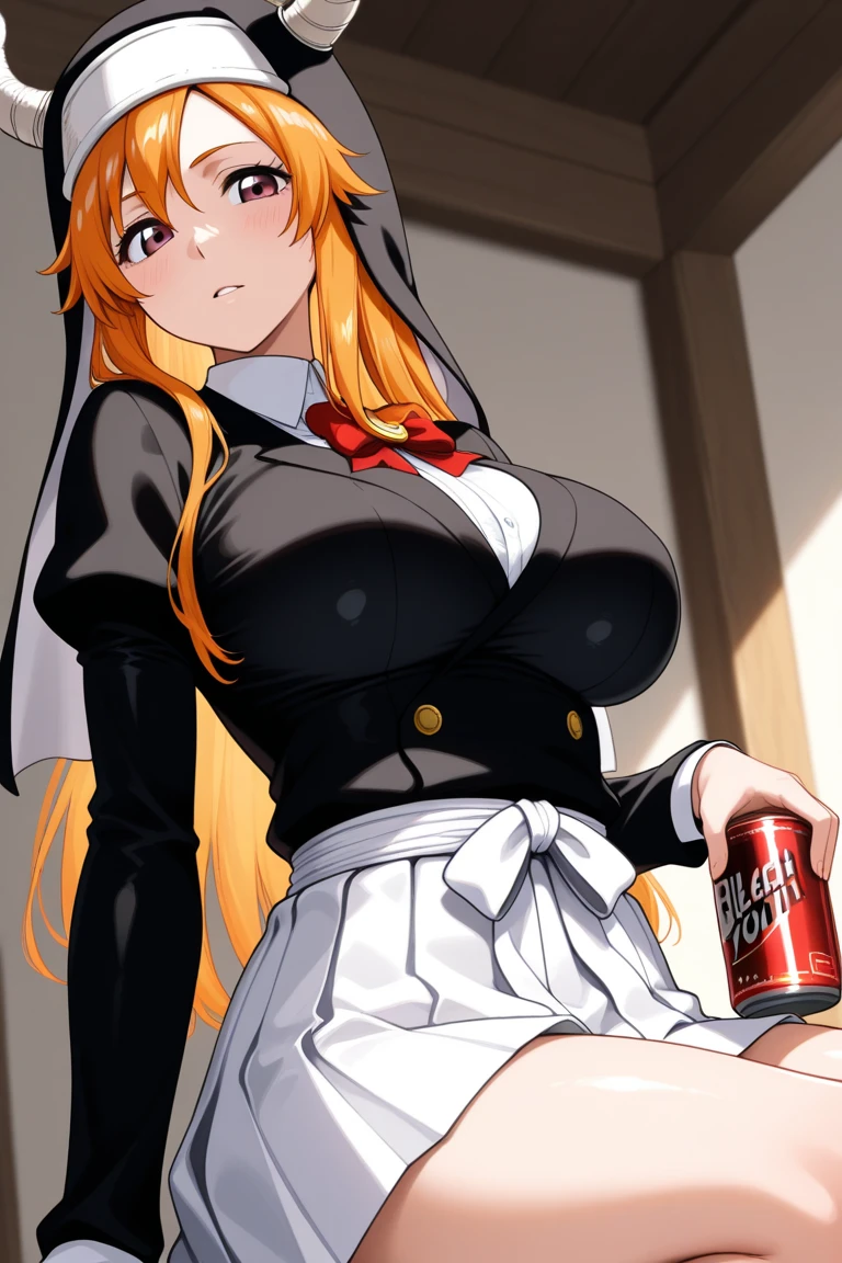 Breasts larger than torso, huge breasts, crazy swollen breasts, beautiful young nun princess, white nun habit, tight black nun robe with buttons, button gap, Robin Wright, bright colors of the right wing in the background, detailed face, very delicate skin, thick chubby body, (oppai:1.9) breast size, chest shot upward, black burlap nun long skirt, billowing skirt, an 18-year-old nun seduced by the devil, bright bright colors, concerned facial expressions, Messy bright blonde hair, (realistic: 1.5), sunken skin. octane rendering, (unparalleled masterpiece, ultra-realistic 8k CG, dramatic, ray tracing, HDR:1.2), (best quality), fantastical, atmospheric, extremely detailed, intricate, ultra-detailed, harsh lighting, (specular illumination: 1.4), (realistic face: 1.2), (skin dents: 1.3), (1 girl: 1.4)