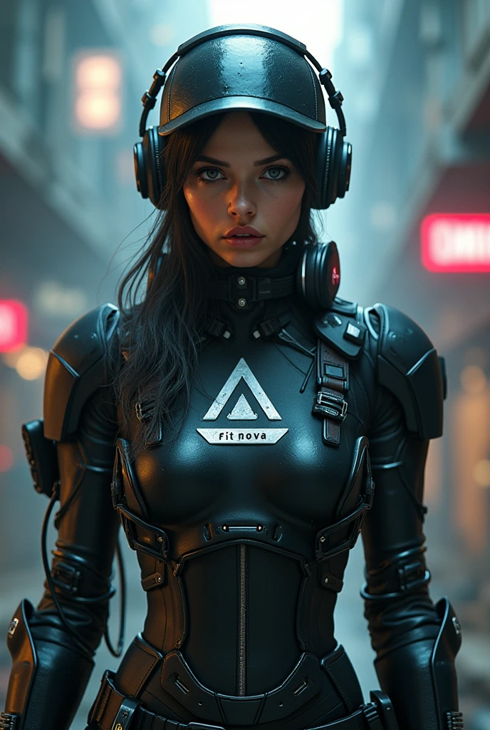kylie jenner, (eyeliner), (matte lipstick), cyber outfit, ((futuristic cyberpunk city)), ((tall and contemporary buildings), ((rosto insanamente detalhado)), (((fotografia 4k))), (((night))), (color lights)