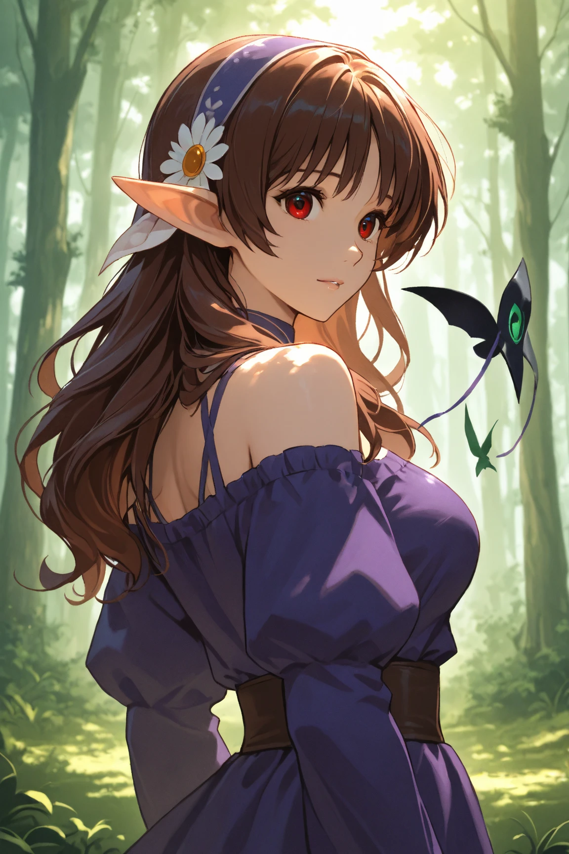(Masterpiece, Top Quality, Best, Official Art, Beautiful and Aesthetic, Long Exposure: 1.2), Smooth Movement, Charming Patterns, 1 Girl, (Long Dress with Sleeves: 1.3), (((Green Clothes) )), upper body close-up, bare shoulders, Chinese girl, blush, black lob hair, portrait, solo, upper body, looking at the observer, detailed background, detailed face, (crystallineAI, crystalline theme:1.1), elemental wood elf, rotation foliage, control foliage, emerald clothing, dynamic pose, floating particles, ethereal dynamics, foliage, vapor, forest in the background, green tint, forest, ethereal atmosphere,