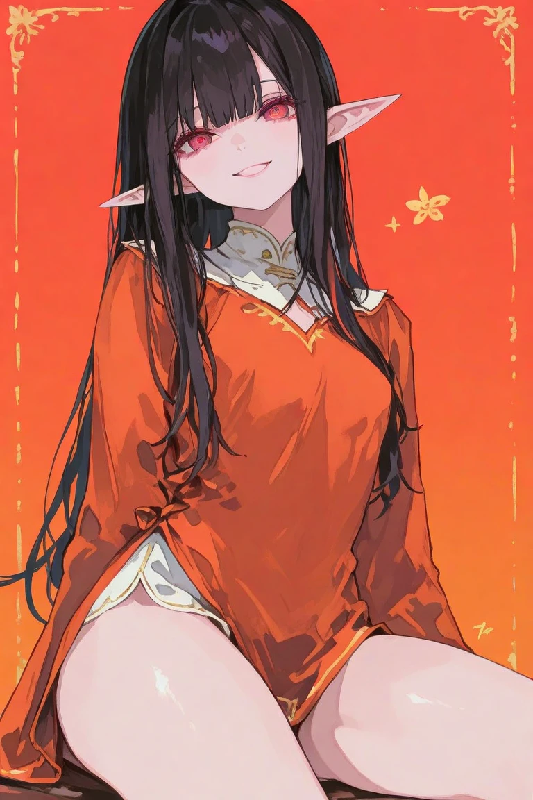 A beautiful long-haired Chinese woman without clothes,Her hair is very, very long,Completely covers sensitive parts of the body