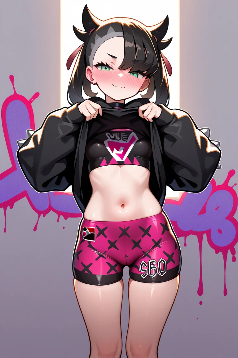 1 girl, Punk Makeup, (hair ornaments),(Grin), Sit on the sofa, ((peace sign)), Sexy ass, Colorful clothes, Black and purple hair, Short Bob, Low ponytail at back, Leather skirt, Naughty look, Beautiful expression, Pink Eyes, (Hearts in eyes), Cold Background,18-year-old, Colorful Hair, Messy Hair, Romanticism, modern art, Impressionism, reflected light, 8k, masterpiece, Advanced Details, highest quality,