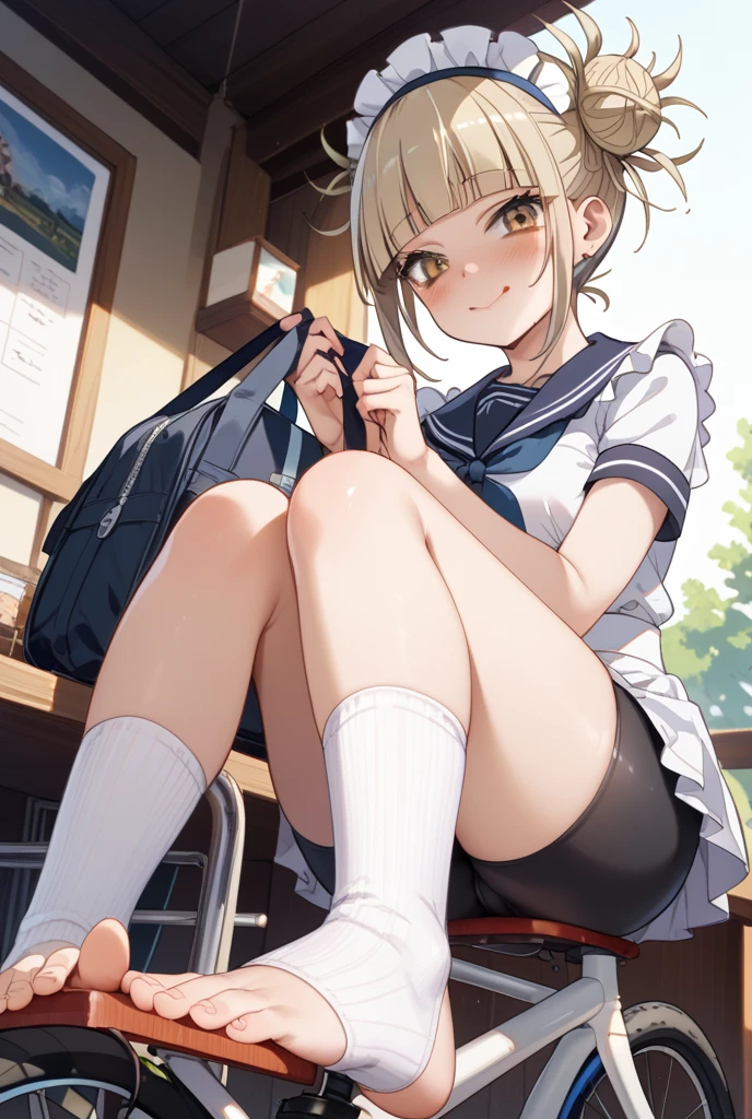 1girl in、A smile、A delightful! The shirt、pleatedskirt、White skirt、(small tits)Squatting panchira、