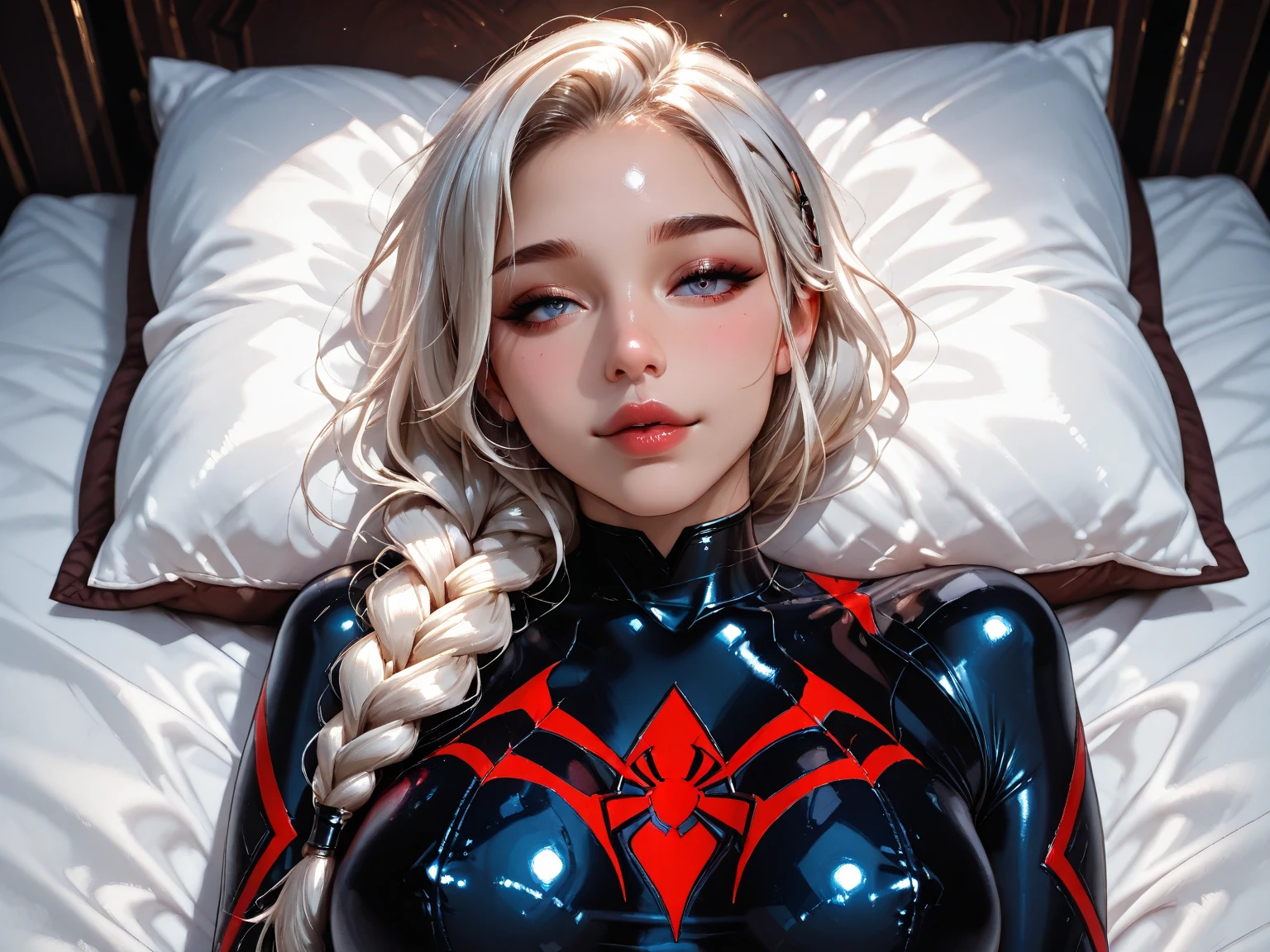 Gwen Aranha, organic-looking clothing ( degree of transparency) organic clothing Venom Symbiote, belas artes, PS5 cinematic screenshot, Highly detailed cinematic rendering, raytricing ultra fotorrealista | |, with cinematic lighting, (peitos pontudo natural:1.2), quadris largos anatomia correta.