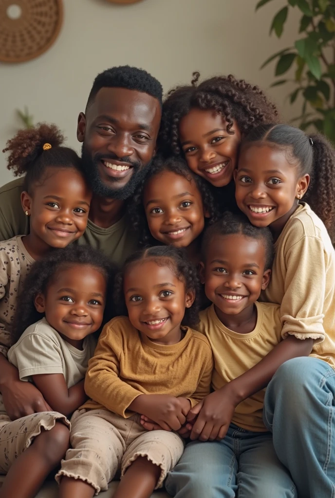 3D portrait of black Santa Claus hugging a smiling black child
