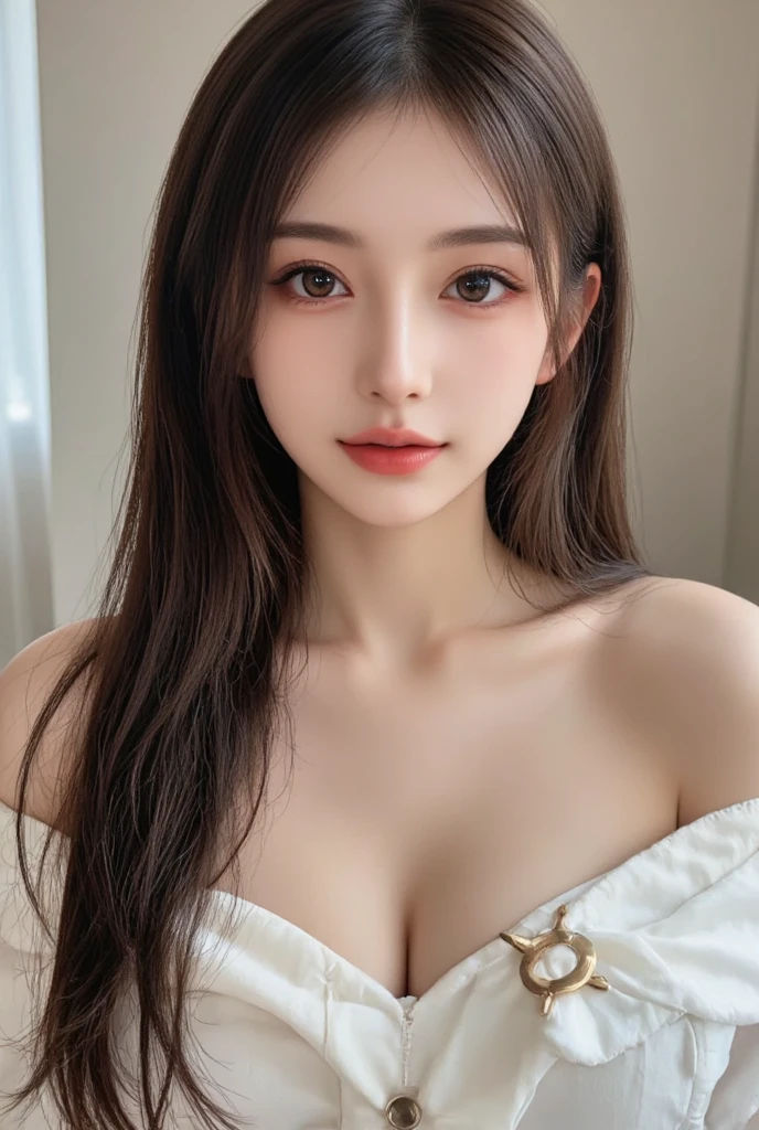 ((top quality, 8k, masterpiece: 1.3)), beauty, 1 girl, beautiful: 1.3, slender abs: 1.1, dark brown hair, (kneeling on the floor, legs open: 1.2), ultra detailed face, highly detailed lips, detailed eyes, double eyelids