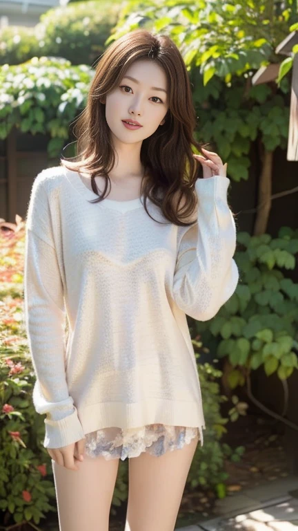 ((Best Quality)), ((masutepiece)), Medium hair, Perfect face、pink brown hair color、natural soft light、Hair that flutters in the wind