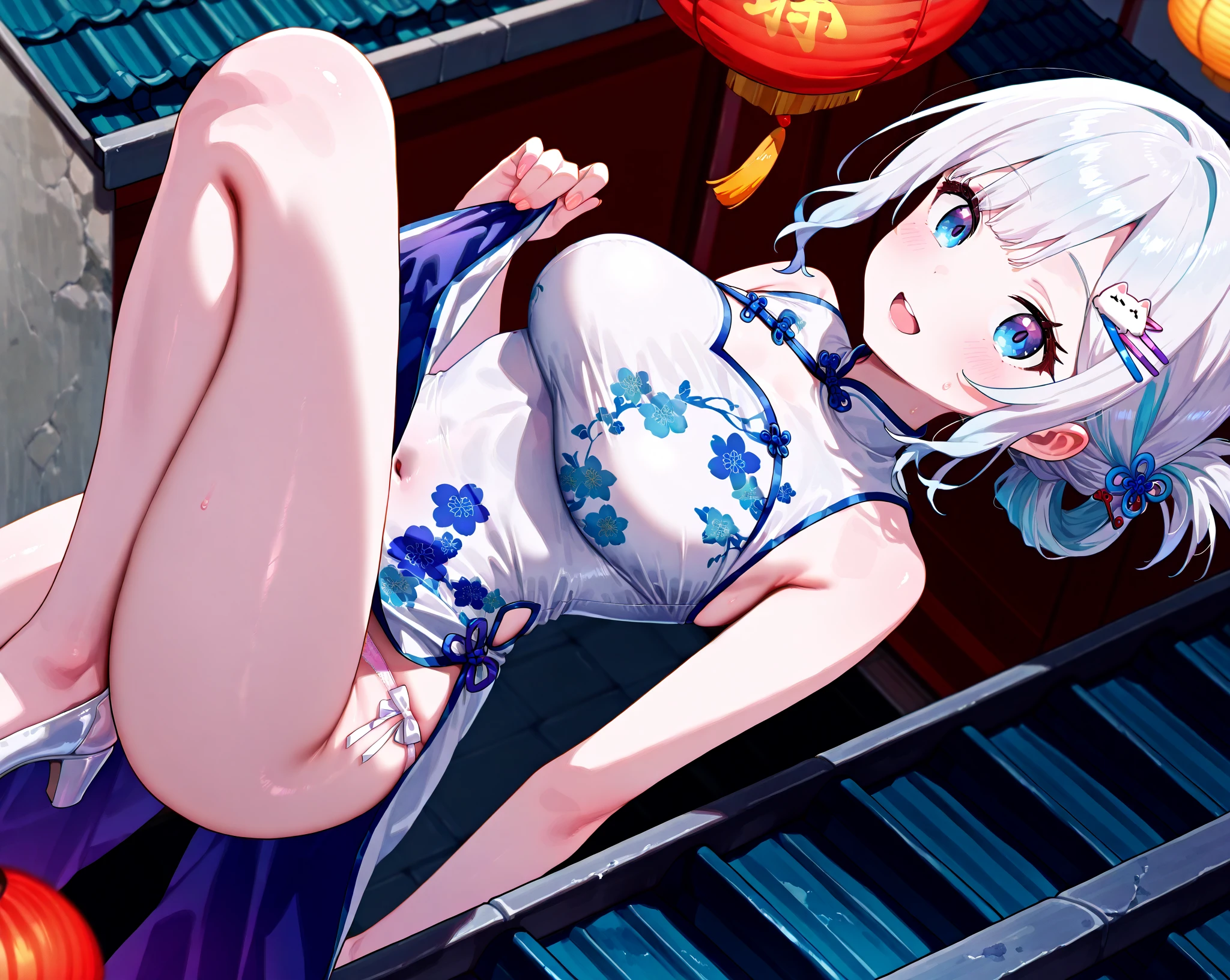 {{Nsfw:5.0}},8K,ultraclear,one-girl,Wear vest and red cheongsam,Wear vest and red cheongsam,Wear vest and short red cheongsam,Royal sister,Around 10 years old,黑The eye,flat tit,Tight,Face optimization,Open the thighs,see face,{{{see-through:5.0}}},french braided hair,Hold your chest with your elbows,chineseidol,Side shooting,nail art,Five fingers,Standard stature,8K,raised head,panties shot,There are side breasts,Be red in the face,Full Body Sweat,See the armpits,See the armpits,,When you see your armpits, you can see your side breasts,duck sitting,Wear cloth shoes,Five fingers,two hands,Sit on your knees,((hand to pussy))、squatting、open legs、white buggysocks、shoes、Shoot from below、classroom,Nipples,oppai,small breast,flat chest,exposure,pussy,masturbation,tits,flash ,vaginal finger,{{spread pussy:5.0}},hand to pussy,silver hair,