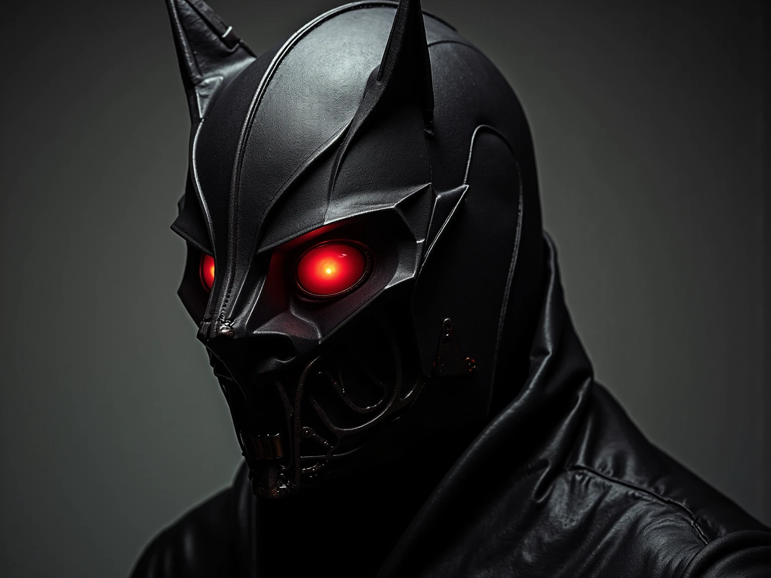 high quality image of a ninja, black suit in the body, suit decorated with blue gothic lines, elk horns on his head, white mask corroded by black blood, an eye instead of the mouth, dripping darkness, black eyes, neck full of visible black sutures, golden half-body armor, macabre gothic castle background,