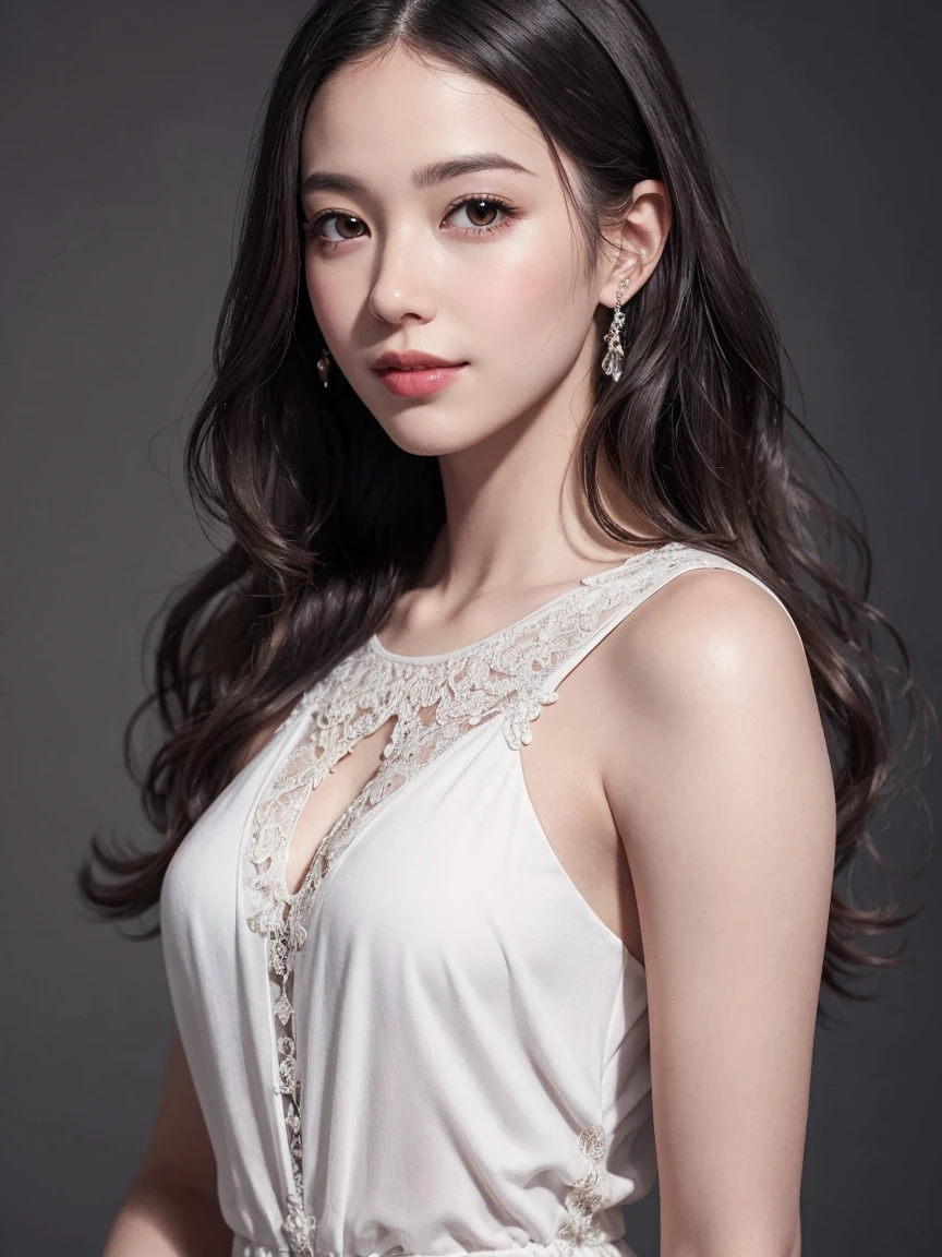 RAW photo, (8K、highest quality、masterpiece:1.2)、(intricate details:1.4)、(Photoreal:1.4)、octane rendering、Ultra-detailed complex 3D renderings, soft light in the studio, rim light, vivid details, super detail, Big and bright eyes, eyeliner, a lot of lashes, realistic skin texture, details face, beautiful detailed eyes, Highly detailed CG Unity 16k wallpaper, compensate, white background,