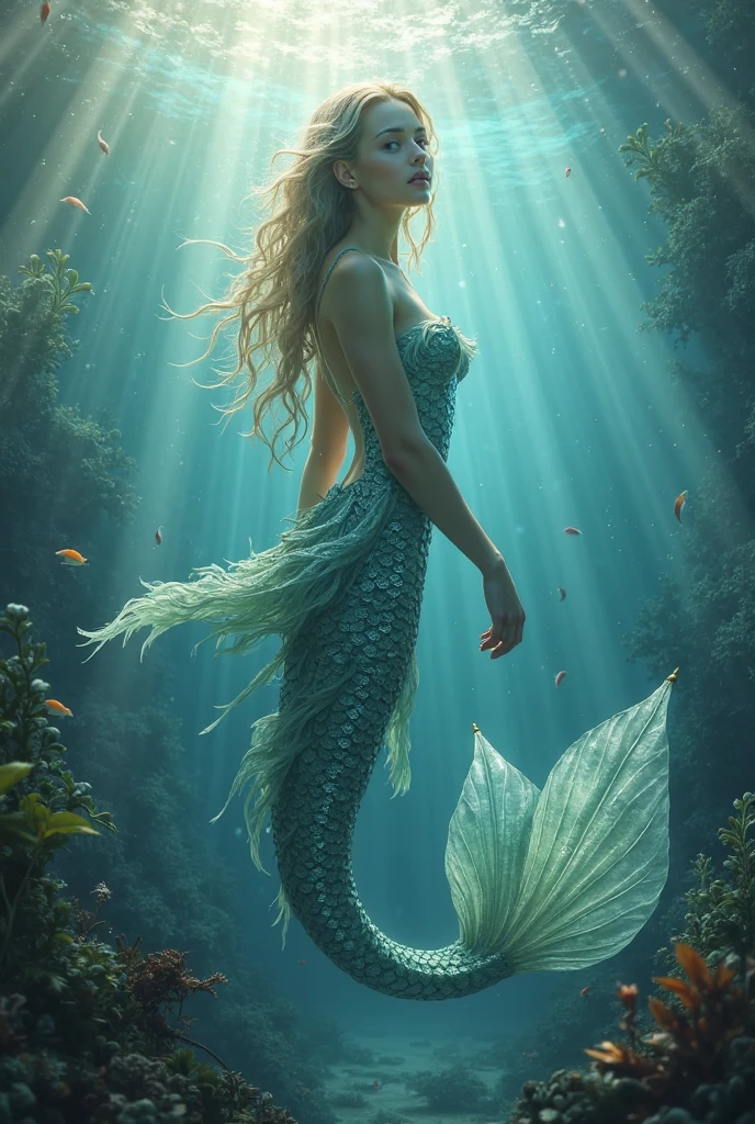 Create an image of Scarlett Johansson from behind showing her tail 