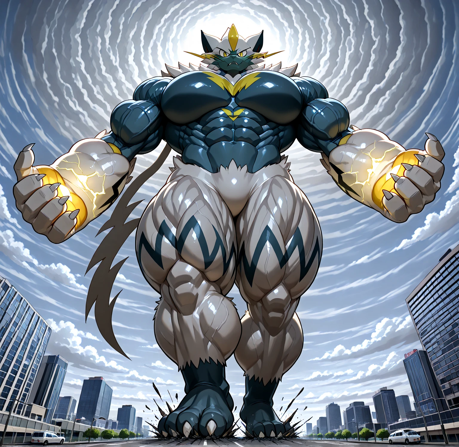 (masterpiece. official art. 8k. best quality. detailed full body. full body.)
(situation 1 : dominating LUCARIO. LUCARIO is over 1000 meters long. focus GIANT mechanical Muscular LUCARIO is trampling the city. Looking down. macro. stomp)
(situation 2 :smoke and flames rising from the destruction in the city)
(Additional details 1: Its nanosut emphasizes the muscles. wearing crNanosuit. nanosuit. creating crNanosuit. black visor. wearing a full-face helmet. hero in anime style.)
(Additional details 2: (Detailed head. Detailed Body. Detailed abs. gigantic muscles. HYPER MUSCLES. Gigachad Muscular. big muscle. pecs. triceps. traps. unusually developed muscular body. body full of huge muscles. showing off muscles. pectorales enormes. Exaggeratedly huge muscles. huge muscles. long legs.).
(Additional details 3: Spread wings. It has wings. have big wings. black wings. The claws are sharp. Sharp teeth.).
(Additional details 4: black color hyper penis. hyper black penis. big penis)