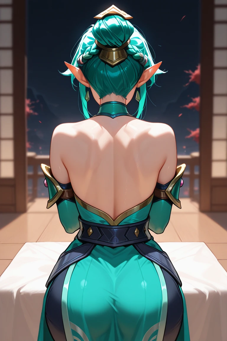 Emilia re:zero, purple eyes, Emilia, crown braid, x hair ornament, flower hair ornament, white hair, long hair, medium breasts, a cartoon picture of a woman in a green and white outfit, inspired by Masamune Shirow, lady palutena, seductive anime girl, bikini armor, extremely detailed artgerm, bikini-armor, beautiful alluring anime woman, cammy, tatsumaki from one punch man, detailed digital anime art, high detailed official artwork, armor girl, bikini armour