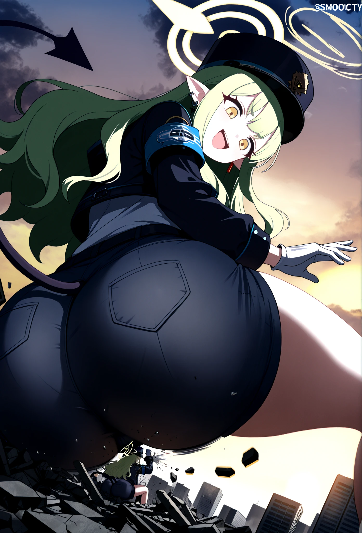 Striped 2B covered in translucent slime and sweat performs a high kick