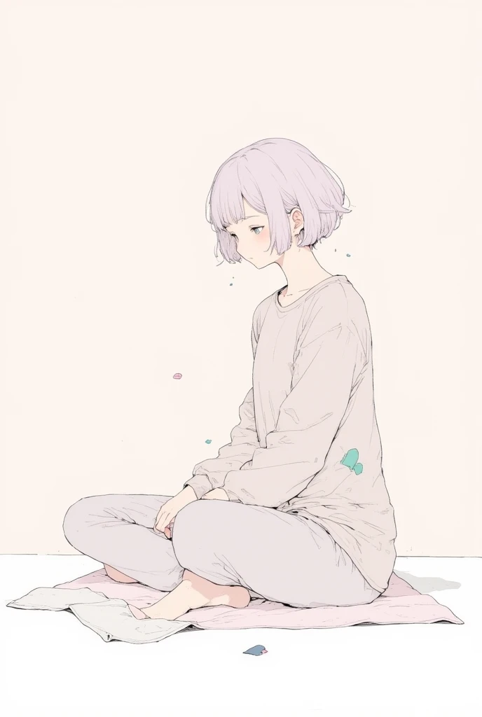 score_9,score_8_superior,score_7_superior,
One girl, Gray Hair, Dark Skin, Small breasts, On my knees, Baggy clothes, shirt, Bottomless,