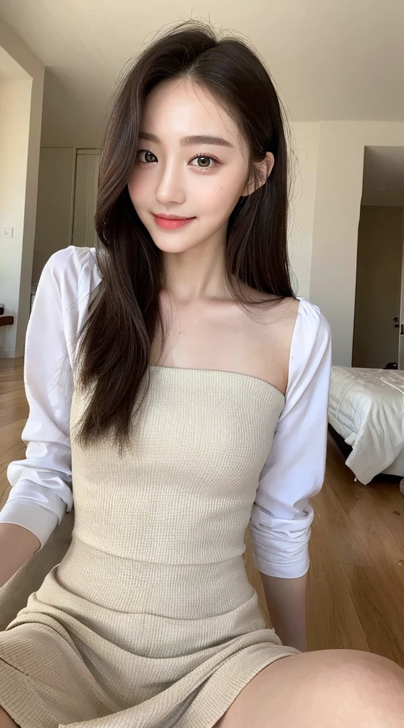 1 girl, smile, no makeup