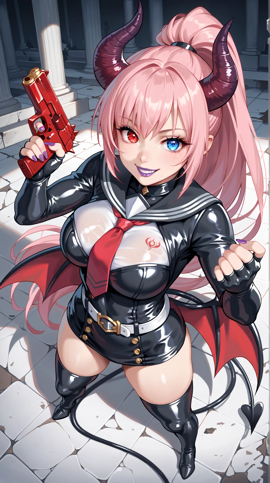 looking grim bison, red outfit and military, cap, cape, purple magic, beautiful eyes, high detail skin, high detail eyes, high detail hair, highres, ultra detailed, ,sharpen picture, Highly detailed, masterpiece, best quality, upper cut,
